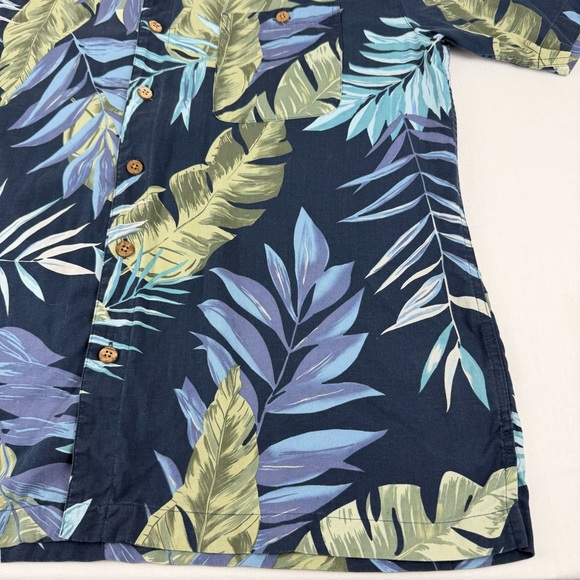 St Johns Bay Shirt Mens XL Blue/Green  Silk Hawaiian Floral Button Up‎ Casual - Picture 3 of 12